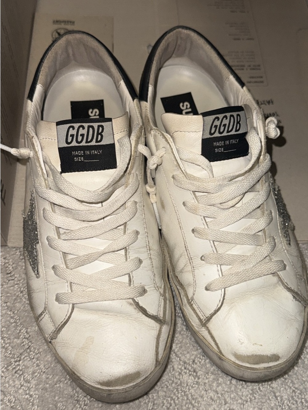 Golden goose White Leather Sneakers with Silver Star size8